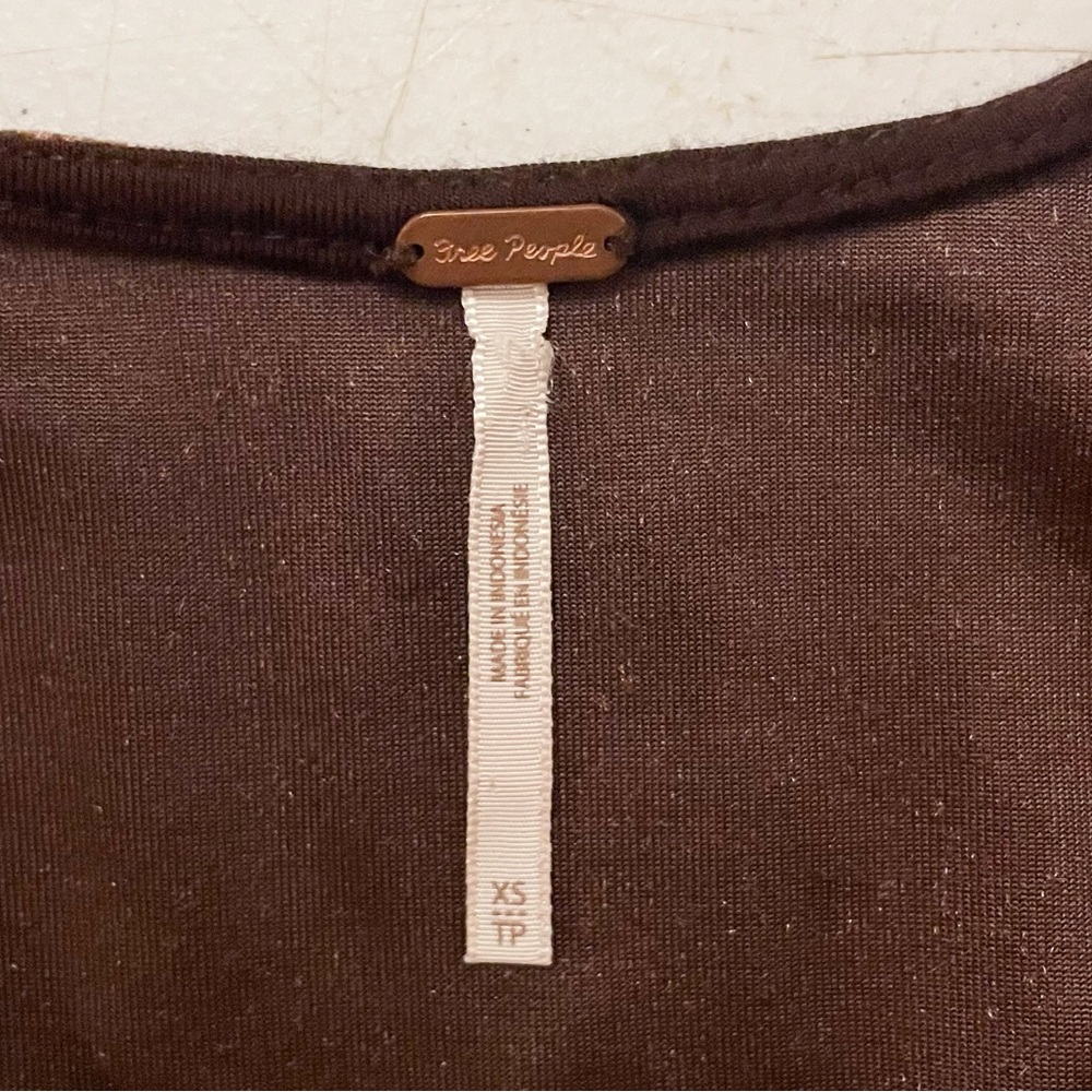 Free People Hold Me Velvet Long Puff Sleeve Top in Brown - Picture 8 of 9